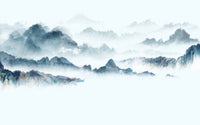 Échantillon, Design SD0807, Papier peint panoramique Asie Encre Bleue - Sur mesure