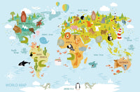 Échantillon, Design SK0077, Papier peint panoramique Carte du Monde Enfant - Sur mesure