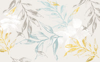 Échantillon, Design SK0115, Papier peint panoramique Botanique Feuilles Dorées - Sur mesure