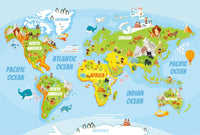 Échantillon, Design SK0340, Papier peint panoramique Carte du Monde Enfant - Sur mesure