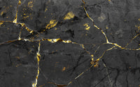 Échantillon, Design SK0428, Papier peint panoramique Marbre Noir et Or Luxe - Collection 2 - Sur mesure