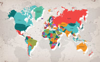 Échantillon, Design SK0450, Papier peint panoramique Carte du Monde - Sur mesure