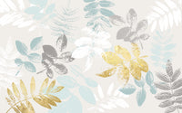 Échantillon, Design SK0594, Papier peint panoramique Botanique Feuilles Dorées - Sur mesure