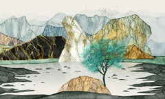 Papier peint panoramique Paysage Montagne Minimaliste - Collection 1 - Sur mesure