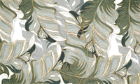 Échantillon, Design SK0995, Papier peint panoramique Palmier Tropical Doré Luxe - Collection 1 - Sur mesure