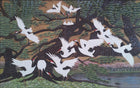 Design SL0002 — Papier peint Grues blanches sous pin peinture asiatique — Novomur