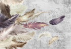 Design SL0005 — Papier peint Plumes variees fond gris texture — Novomur