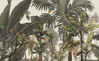 Design SL0006 — Papier peint Jungle vintage palmiers et aras colores — Novomur