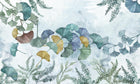 Design SL0008 — Papier peint Ginkgo multicolore aquarelle bleu pale — Novomur