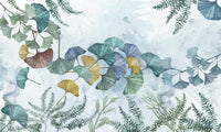 Échantillon, Design SL0008, Papier peint panoramique Botanique Feuilles Dorées - Sur mesure