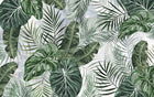 Design SL0086 — Papier peint Feuilles tropicales fond marbre gris — Novomur