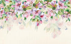 Design SL0106 — Papier peint Cascade cerisier rose pastel papillons — Novomur