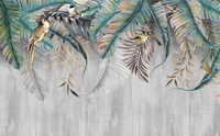 Échantillon, Design SL0140, Papier peint panoramique Palmier Tropical Doré Luxe - Collection 1 - Sur mesure