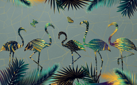 Échantillon, Design SL0143, Papier peint panoramique Palmier Tropical Doré Luxe - Collection 2 - Sur mesure