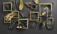 Échantillon, Design SL0154, Papier peint panoramique Art Déco Éventails et Or - Collection 1 - Sur mesure