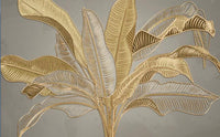 Échantillon, Design SL0175, Papier peint panoramique Botanique Feuilles Dorées - Sur mesure