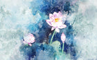Design SL0187 — Papier peint Lotus aquarelle splash bleu vert — Novomur