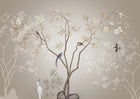 Design SL0199 — Papier peint Arbre oiseaux exotiques chinoiserie beige — Novomur