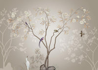 Échantillon, Design SL0199, Papier peint panoramique Magnolia & Oiseaux - Sur mesure