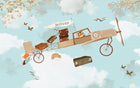 Design SL0200 — Papier peint Avion bois enfant valises Jackson ciel — Novomur