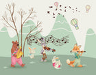 Design SL0205 — Papier peint Animaux musiciens montgolfieres montagne — Novomur