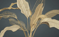 Échantillon, Design SL0206, Papier peint panoramique Botanique Feuilles Dorées - Sur mesure