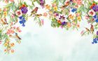Design SL0226 — Papier peint Cascade fleurs colorees colibris exotiques — Novomur