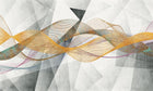 Design SL0230 — Papier peint Vagues dorees orange fond gris geometrique — Novomur