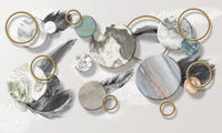Échantillon, Design SL0232, Papier peint panoramique Art Déco Éventails et Or - Collection 2 - Sur mesure