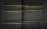 Échantillon, Design SL0233, Papier peint panoramique Art Déco Éventails et Or - Collection 2 - Sur mesure