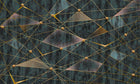 Design SL0234 — Papier peint Triangles dores perles fond bleu grunge — Novomur