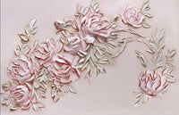 Échantillon, Design SL0238, Papier peint panoramique Floral Pivoines et Roses - Collection 2 - Sur mesure