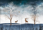 Design SL0253 — Papier peint Paysage hivernal cerfs dores ciel etoile — Novomur