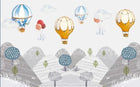 Design SL0258 — Papier peint Montgolfieres ciel montagnes neige enfant — Novomur