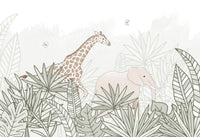 Échantillon, Design SL0273, Papier peint panoramique Safari Bébé Pastel - Sur mesure