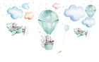 Design SL0274 — Papier peint Lapins aviateurs avions montgolfiere — Novomur
