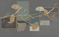 Échantillon, Design SL0276, Papier peint panoramique Art Déco Éventails et Or - Collection 1 - Sur mesure