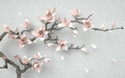 Design SL0283 — Papier peint Magnolia rose pale 3D relief gris — Novomur