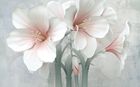 Design SL0298 — Papier peint Amaryllis blanc rose 3D relief gris — Novomur