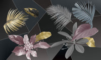 Échantillon, Design SL0341, Papier peint panoramique Palmier Tropical Doré Luxe - Collection 2 - Sur mesure