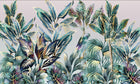 Design SL0344 — Papier peint Jungle multicolore bananiers perroquet rose — Novomur