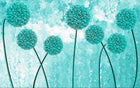 Design SL0350 — Papier peint Pissenlits turquoise fond grunge — Novomur