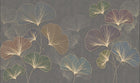 Design SL0351 — Papier peint Ginkgo nervures dorees multicolores gris — Novomur