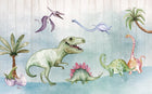 Design SL0352 — Papier peint Dinosaures aquarelle palmiers paysage — Novomur