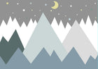 Design SL0370 — Papier peint Montagnes scandinaves nuit lune etoiles — Novomur