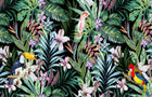 Design SL0377 — Papier peint Jungle nocturne toucan aras hibiscus — Novomur