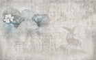 Design SL0385 — Papier peint Coquelicots cerf vintage fond beige texte — Novomur