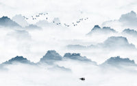 Échantillon, Design SL0418, Papier peint panoramique Asie Encre Bleue - Collection 2 - Sur mesure