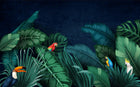 Design SL0423 — Papier peint Jungle nocturne toucan ara cacatoes — Novomur
