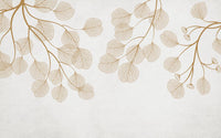 Échantillon, Design SL0441, Papier peint panoramique Botanique Feuilles Dorées - Sur mesure